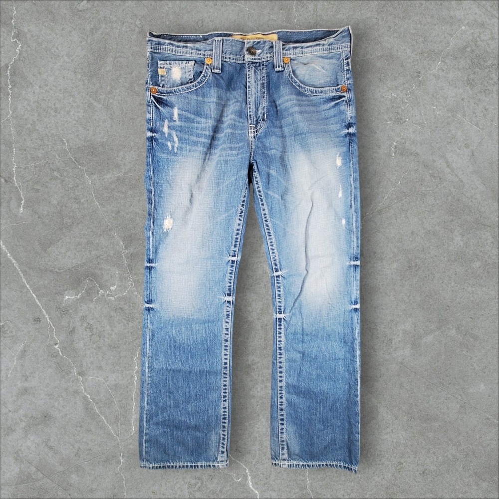 Big Star Pioneer Jeans Mens 36R Light Wash Distressed Regular Bootcut 5MPIOFYWTS
